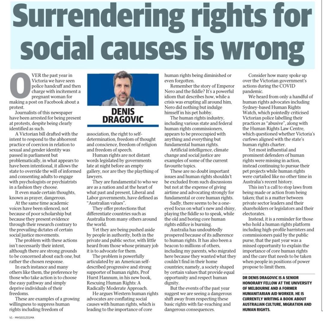 Surrendering rights for social causes is wrong